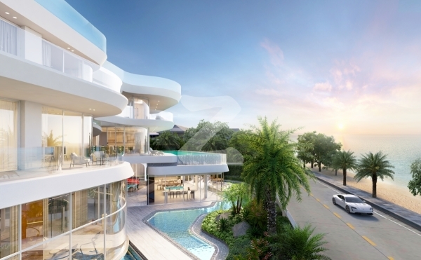exterior (render) 95% ของโครงการฯ ด้านทะเล ออกแบบให้มีช่องแสงหรือกระจกขนาดใหญ่ สูงไม่ต่ำกว่า 3 เมตร เพื่อให้เห็นวิวทะเลได้อย่างเต็มที่ในทุกๆ ส่วนของตัวบ้าน