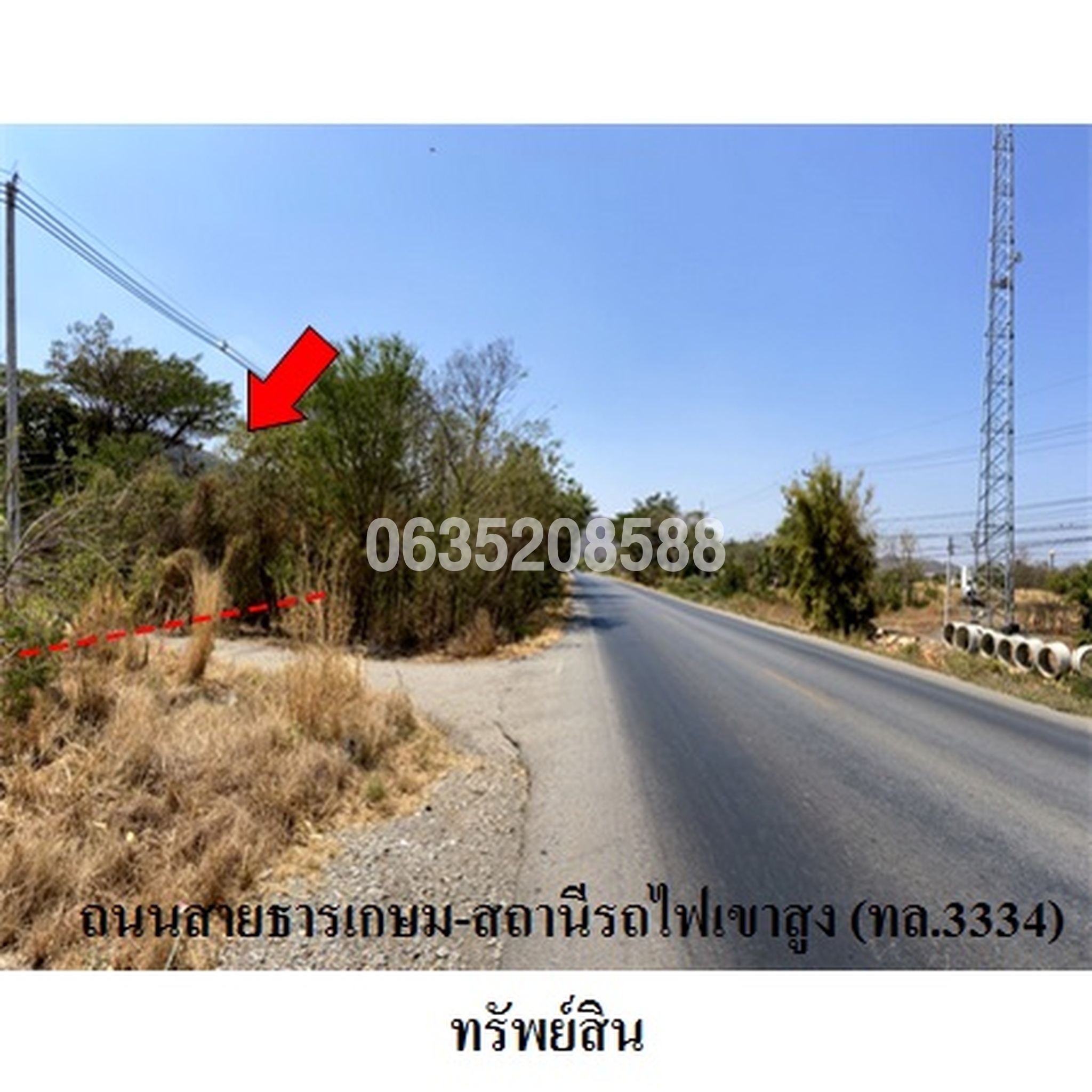 ขายที่ดิน ถนนสายธารเกษม-สถานีรถไฟเขาสูง(ทล.3334)